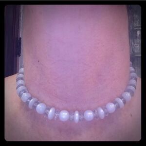 2/$20 Vintage 60s Pale Blue Pearly Beaded Necklace